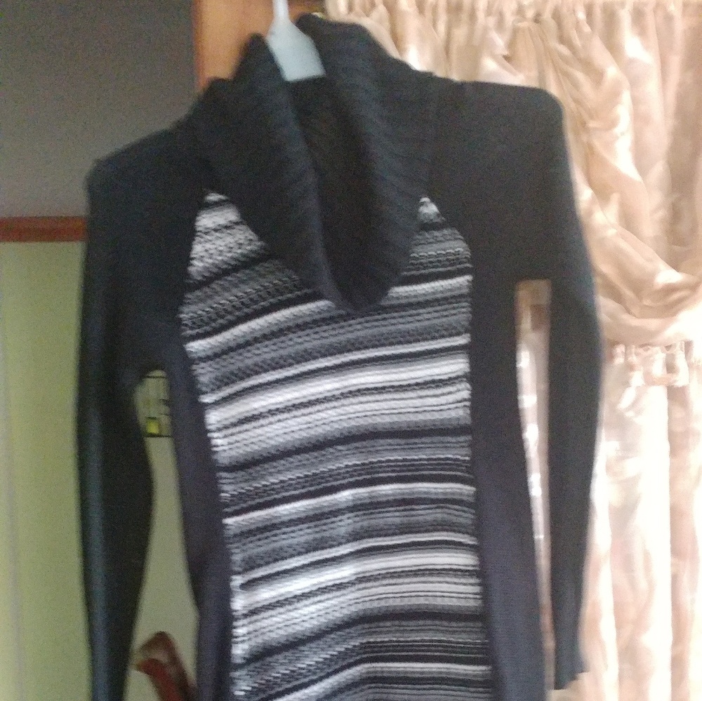 Cowl neck long sweater